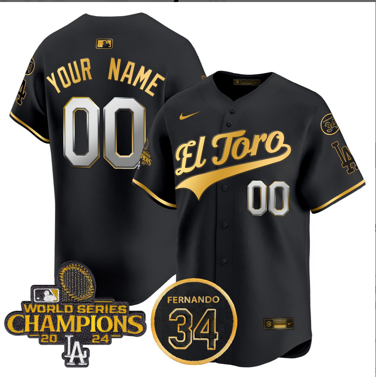 Men MLB Los Angeles Dodgers Custom black 2024 World Series Champions Patch Cooperstown Jersey->customized mlb jersey->Custom Jersey